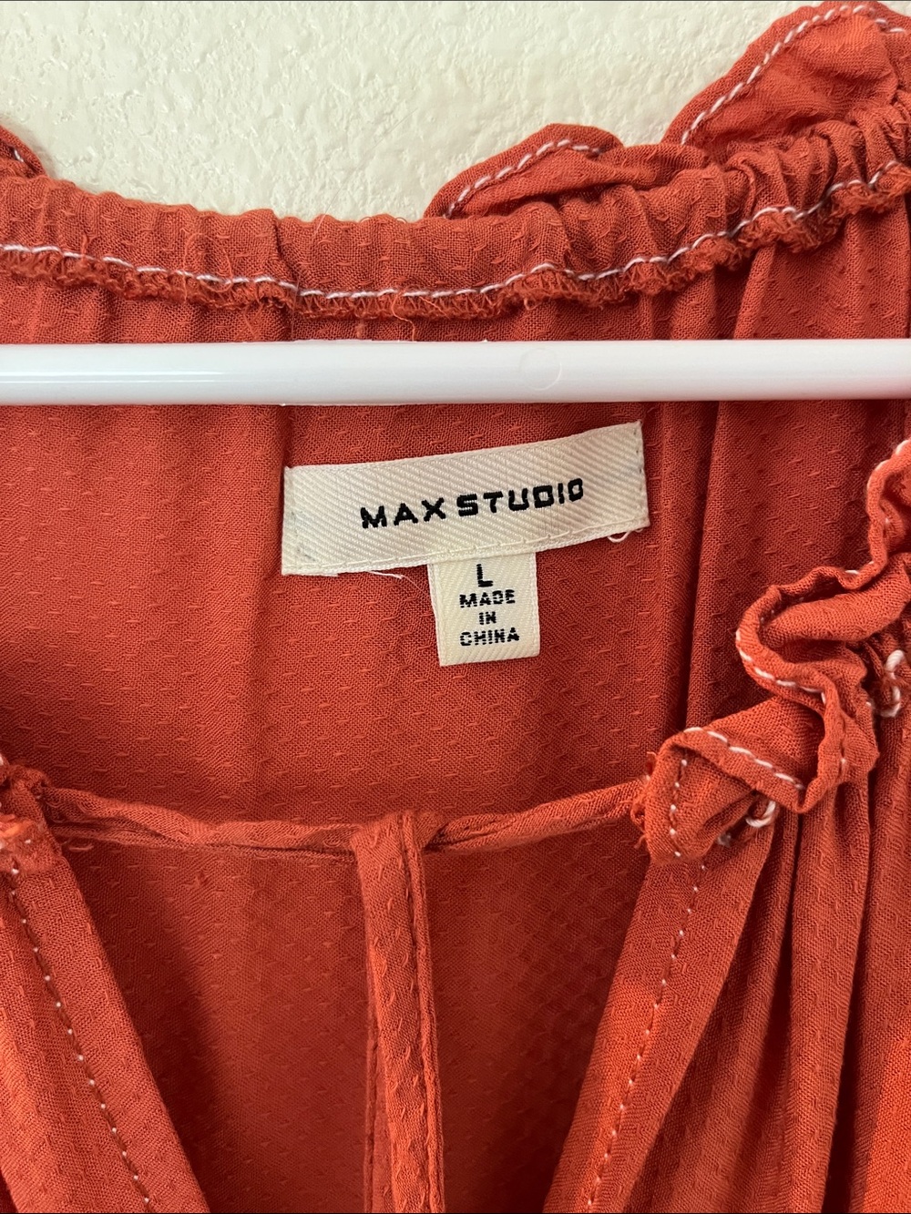 Max Studio Rust Red Sleeveless Tiered Boho Dress with Embroidered Hem - Picture 3 of 8